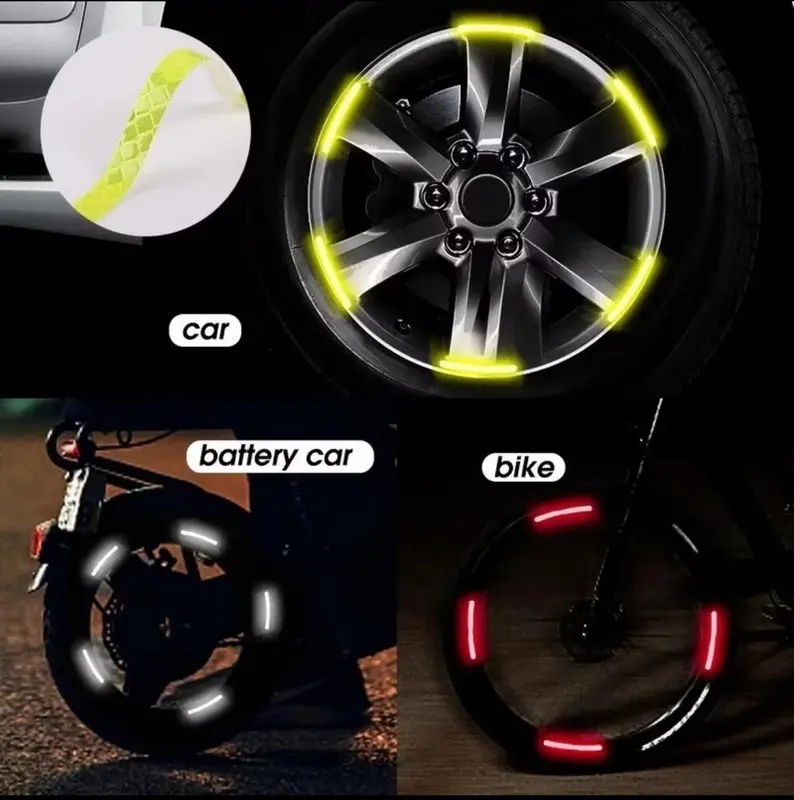 (ISI 20PCS) Aksesoris Eksterior Mobil/Motor Stiker Menyala dalam gelap | Stiker Reflektif Ban Roda Kendaraan 0