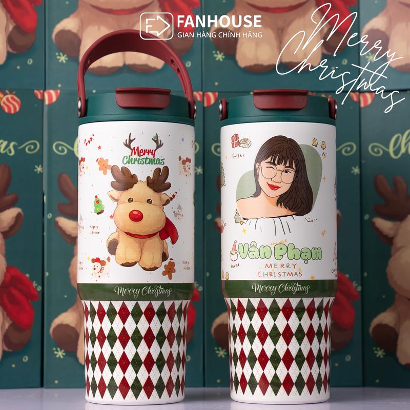  Ly giữ nhiệt Lucky 710ml inox 316 cao cấp Fan House cốc giữ nhiệt có ống hút quai xách 