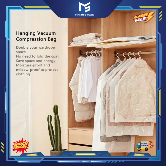 Cover Plastik Vakum Gantung Baju Pakaian Gantungan Vacuum Anti Debu