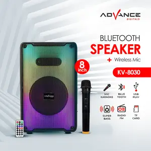 Advance KV-8030 Portable Speaker 8'' Lampu RGB Satu Mic gratis Karaoke dapat disambungkan ke TV