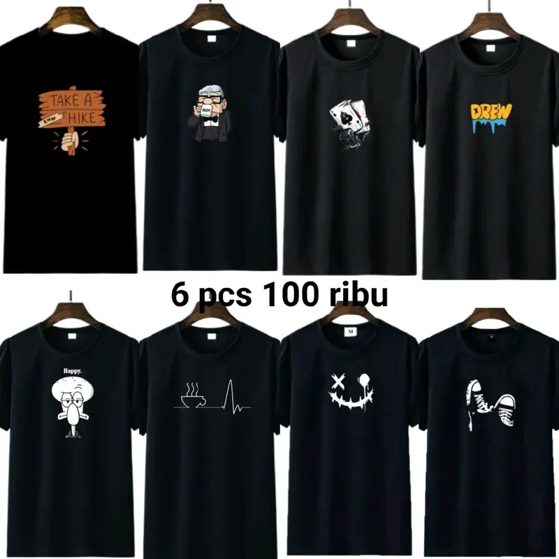 6 pcs 100 ribu kaos pria / kaos murah pria / kaos oblong 0