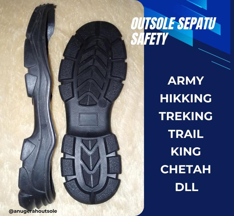 Outsole / Sol sepatu safety pria alas sepatu sepatu safety pdl boots King chetah gunung treking tni tentara Hitam Karet semua musim  sol & liner tumit Shoe insole insole  carbon 1