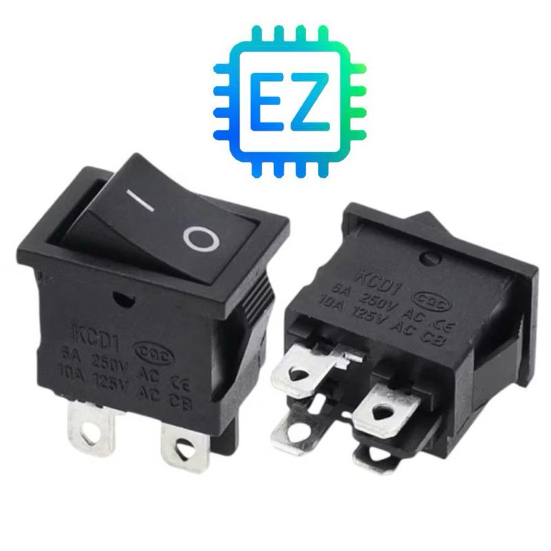 Bộ 5 Công tắc bập bênh 4 chân 2 trạng thái KCD1-104 6A 250V 10A 125V màu đen