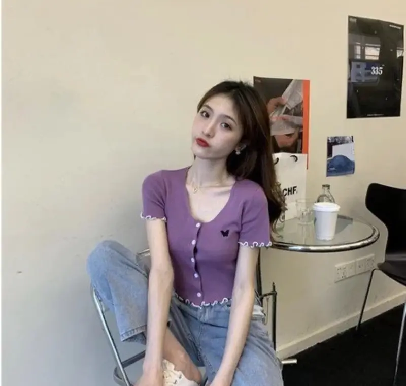 Kaos crop premium top butterfly atasan crop wanita -fashionstyle 3