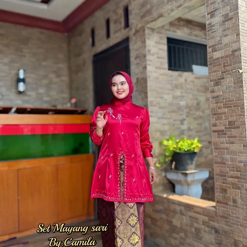 Kurung modren kebaya 1 set lengkap & Rok Songket Lilit - Bahan Adem & Tidak Nerawang - Terbaru - Muslim, Wanita Baju Mewah 2