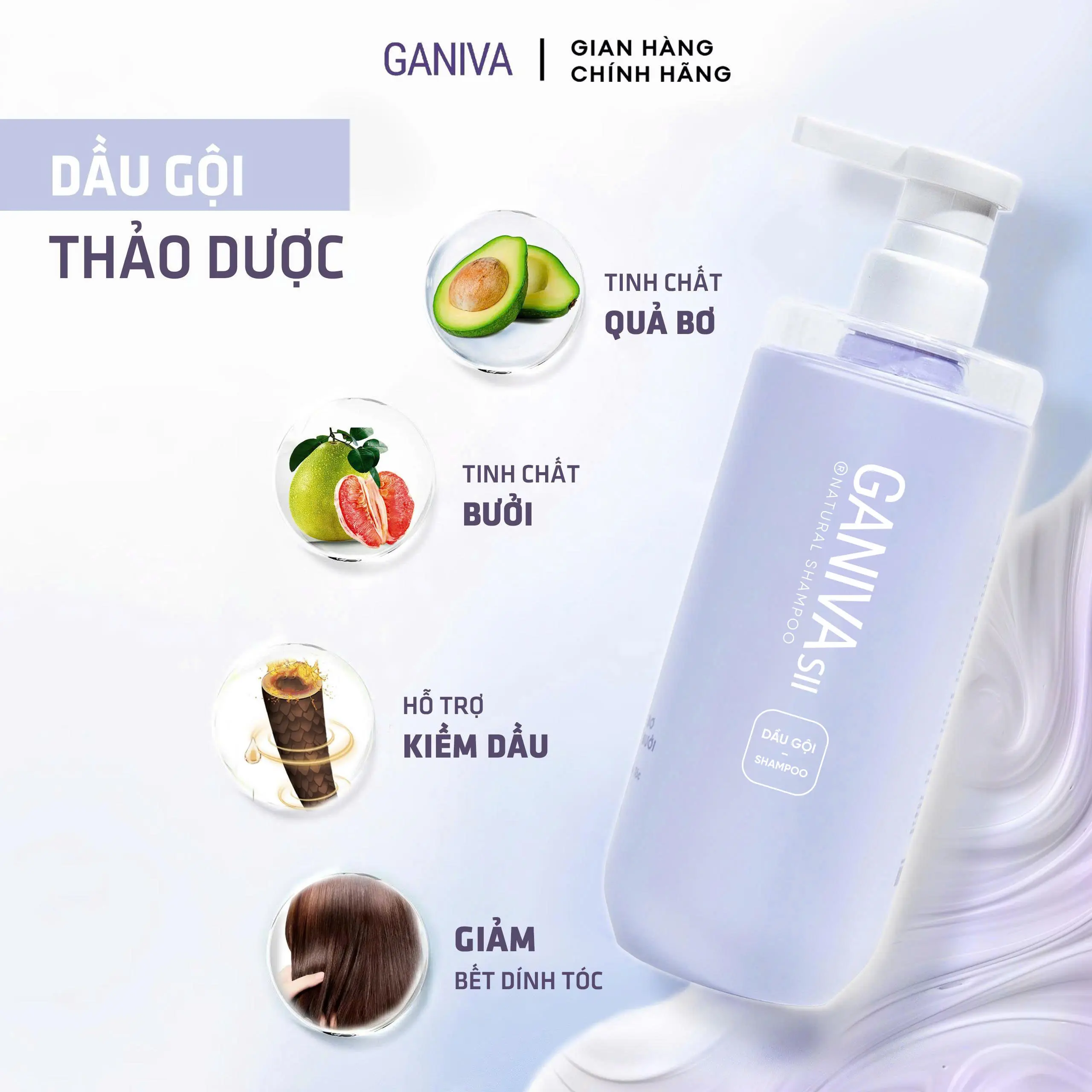 Dầu Gội Hỗ Trợ Kiềm Dầu Ganiva Giúp Chăm Sóc Tóc Mỗi Ngày - 500ML