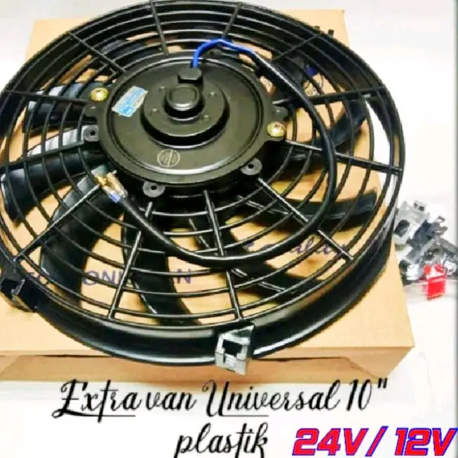 KIPAS EXTRA FAN AC RADIATOR MOBIL UNIVERSAL 10 INCHI 12V DAN 24V BAHAN PLASTIK IMPORT KUALITAS TERBAIK