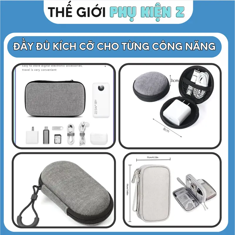 [Chống va đập] Túi Đựng có dây Kéo Tai Nghe Dành Cho Tai Nghe Airpod / Điện Thoại / Cáp Sạc Phụ Kiện 1
