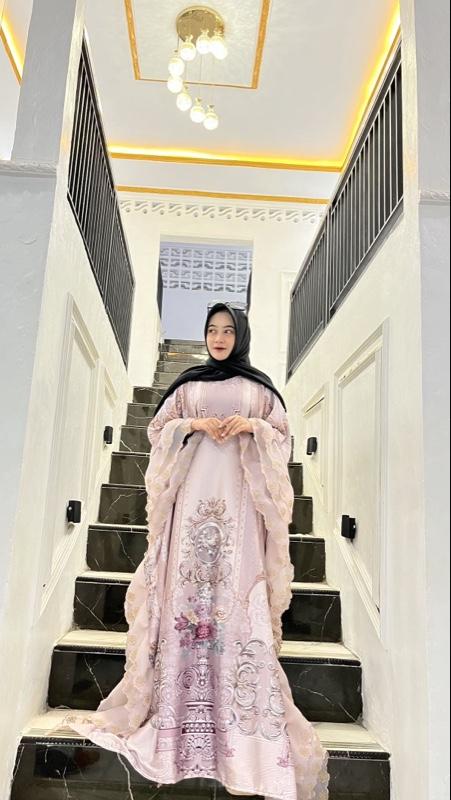 KAFTAN SULTAN PRINT MIX ORGANZA kombinasi bordir fuul tembaga mewah cantik elegant