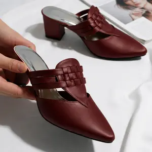 Sepatu Sandal Heels Anyam Elegan Hak 5 cm Anti-Selip