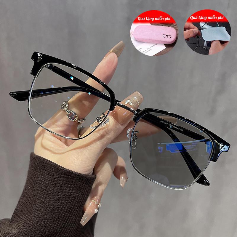  Giao hàng từ Việt Nam   Tặng kèm hộp đựng kính  Kính thuốc nửa gọng bộ lọc UV400 tự động đổi màu 0°-400° + bộ lọc ánh sáng xanh bộ lọc tròng kính siêu tự động bảo vệ UV 99% tự động kính thời trang kiểu dáng mới 2024 đi kèm hộp đựng kính và khăn lau 