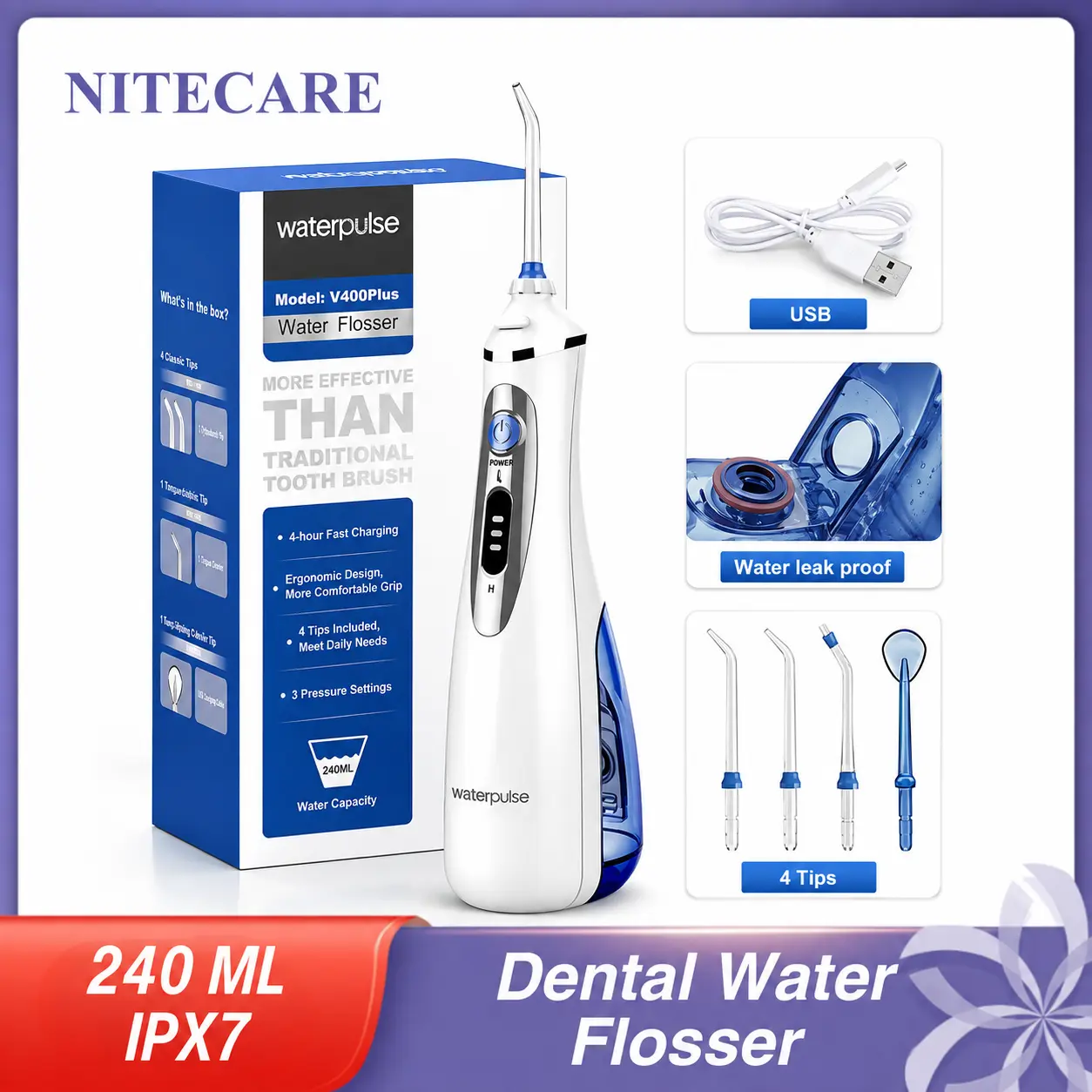 Dental Water Flosser Semprotan Air Pembersih Plak Karang Sela Gigi
