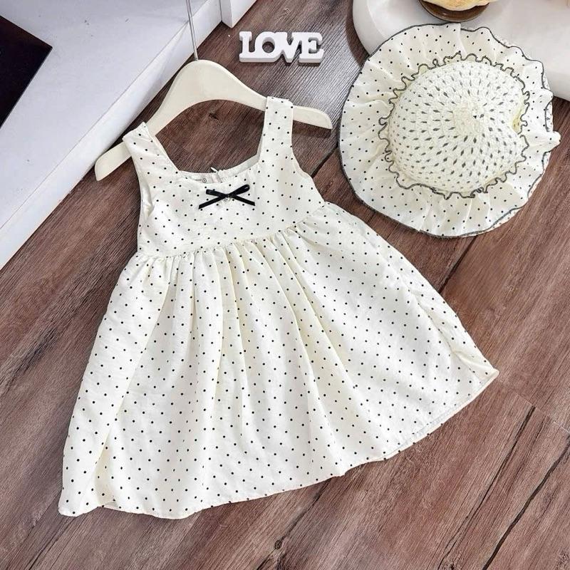 (Mekembean) TẶNG MŨ CÓI Váy chấm bi cho bé thiết kế đơn giản mà đẹp , váy bé gái đi biển , đi chơi size 8-30kg