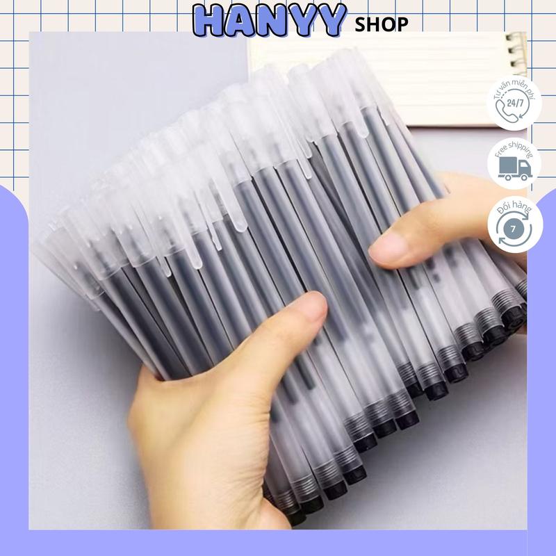 Bút Mực Gel 0.5 Thân Nhám Trong Nắp Cài Xanh, Đen, Đỏ- Hanyyshop