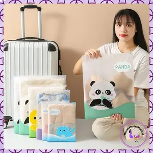 MMM - COD Ziplock Travel Karakter Hewan Lucu Pouch Penyimpanan Serbaguna Zipper Bag Motif Packaging Storage Bag Tas Penyimpanan Pakaian Zip Lock Plastik Anti Air Murah (BELI LOKAL) Kantong