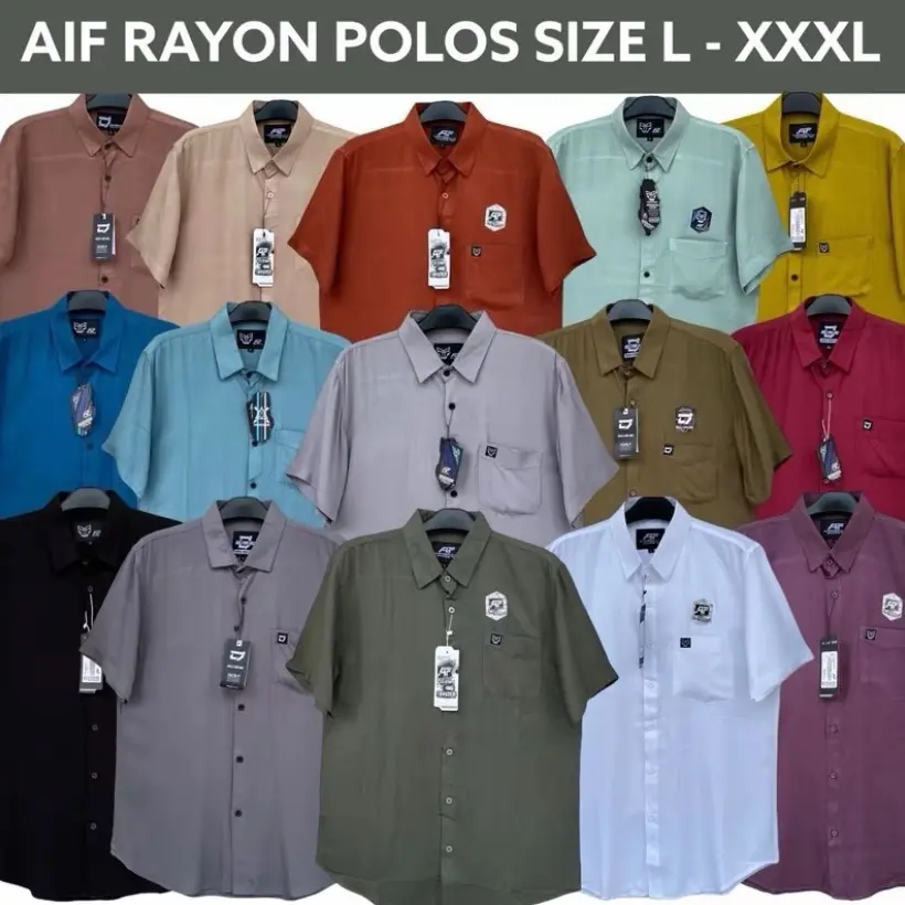 AIF KEMEJA POLOS Pria Rayon Twill Premium Lengan Pendek Casual Nyaman