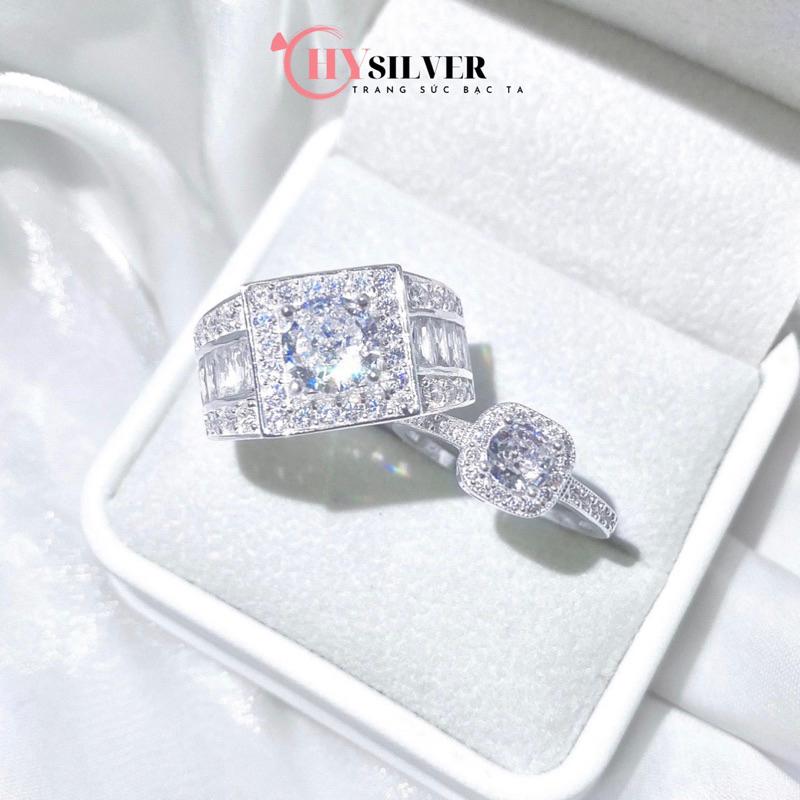 Nhẫn bạc Nam Nữ CHY SILVER đính đá bạc thật