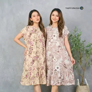 Daster Ruffle Midi Dress ROSALINDA Selutut Rempel Part.11 Busui Bumil Rayon Lembut Nyaman YashCollection
