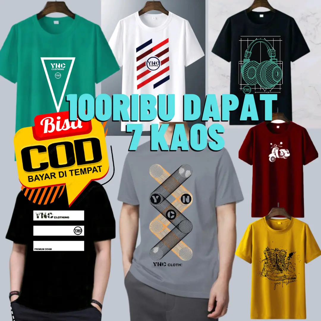 KAOS DEWASA 100RB DAPAT 7 LEMBAR Baju dewasa Distro Pria Bukan Katun Motif Bahn Polester