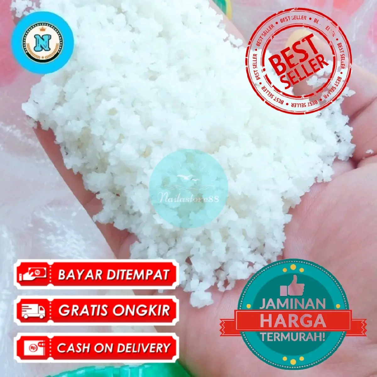 1KG ALAMI GAREM KASAR Asin Salt non yodium putih bersih garam krosok laut murah Makanan Bahan