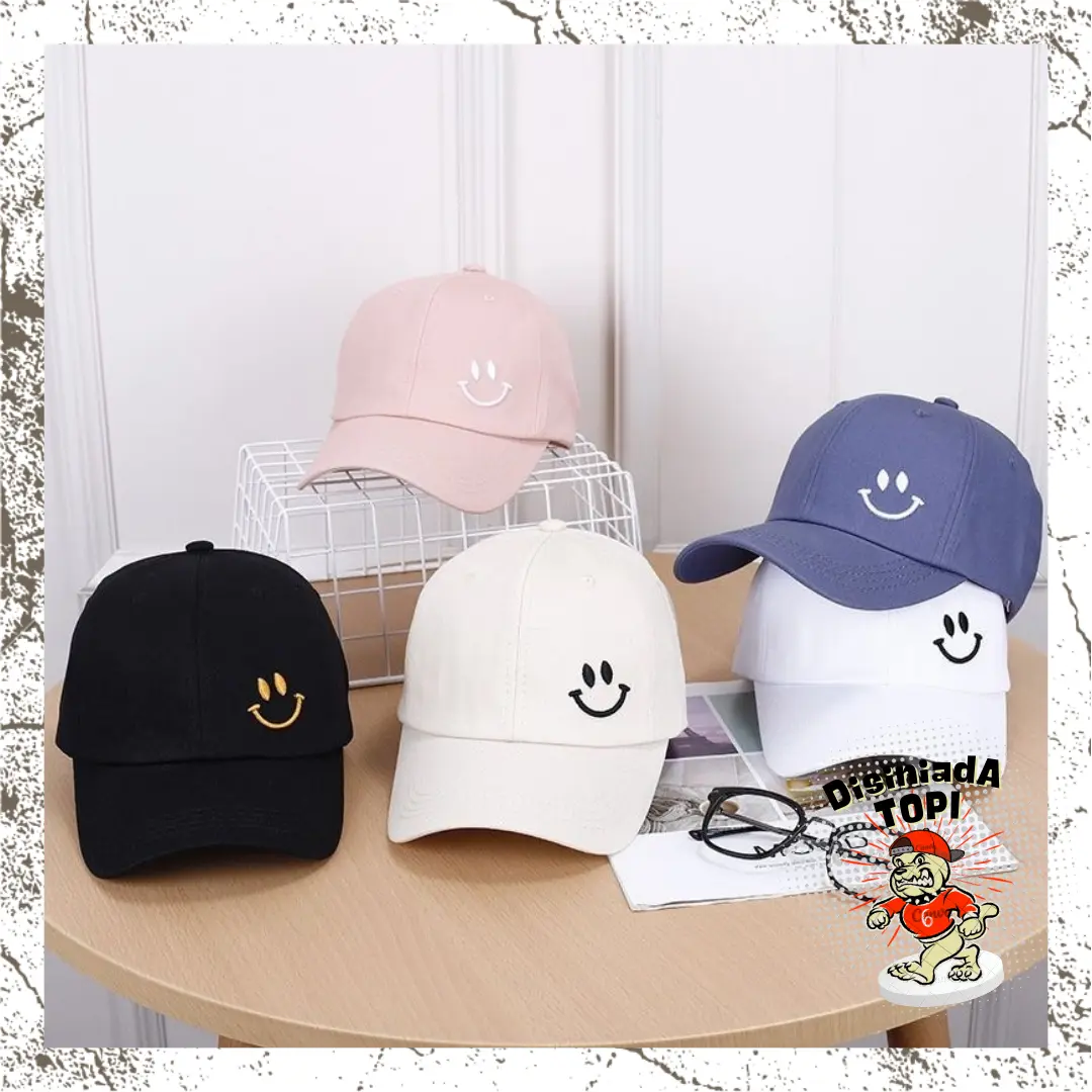 Topi Baseball Pria Wanita Bordir Smile Premium Quality