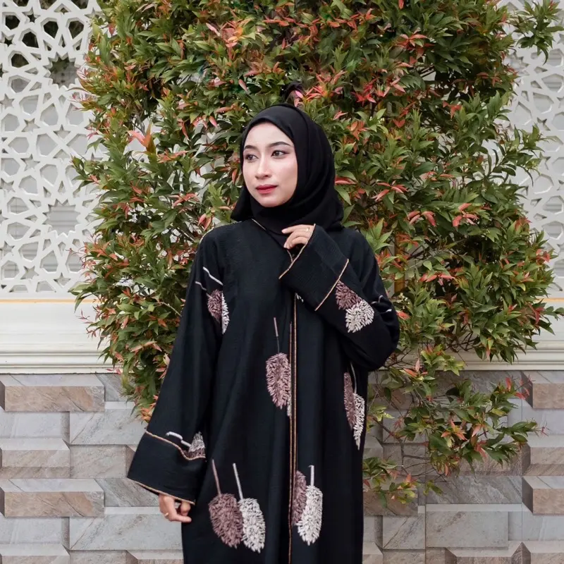 Abaya Umama Saudi Gamis Wanita Hitam Mewah Muslim - Syari, Motif, Simple, Kaftan, Arab