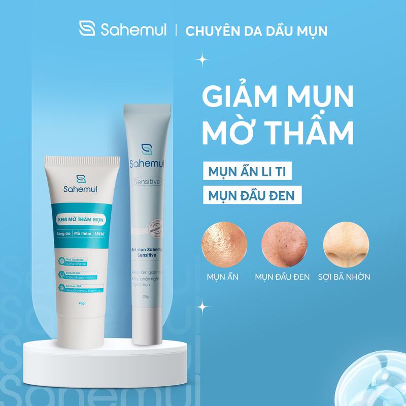 COMBO Gel Mụn Sahemul 20Gr & Kem Mờ Thâm Sahemul 20Gr Skincare hỗ trợ Giảm Mụn Ẩn Mụn Li Ti Thâm Mụn Làm Đẹp Da hỗ trợ Chăm Sóc Da