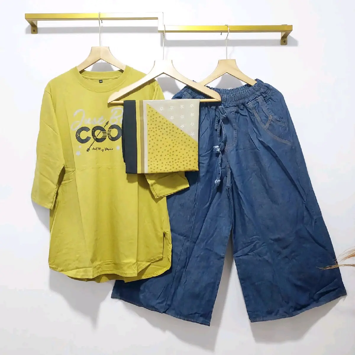 SETELAN JUMBO VIRAL // KULOT JEANS SET KAOS COMBED JUMBO XXL ONE SET JUMBO