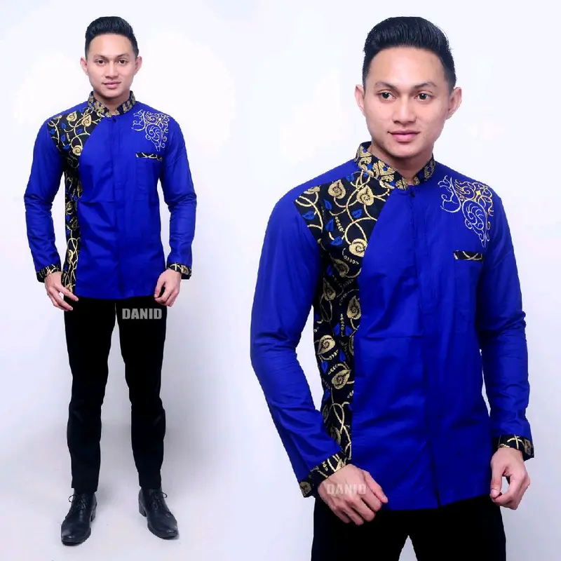 baju koko pria muslim kombinasi bordir lengan Panjang Pendek 8