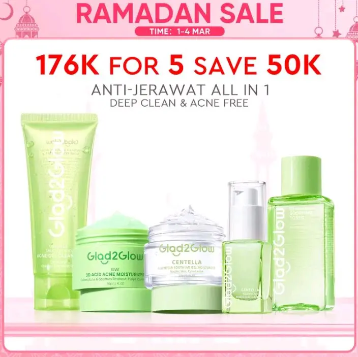 Glad2Glow ACNE SET membantu menghilangkankan kemerahan pada kulit sensitif