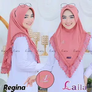 Hijab instan regina renda bahan jersey ori Laila