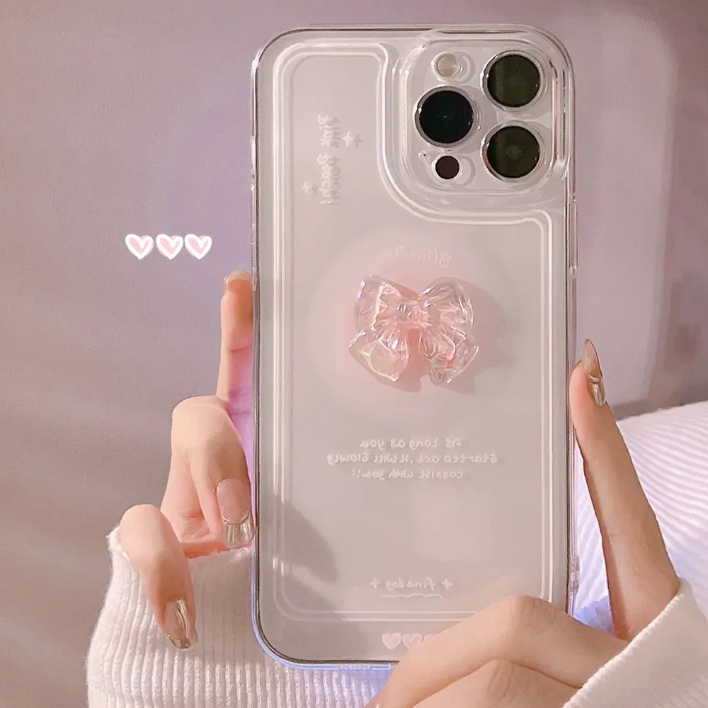 Transparent Crystal 3D Bow Silicone Anti-Scratch Protective Phone Case for Samsung S23/S21/S23F/M23/S24/M33 - Shockproof Protective Shell Smartphone Cover Sweet Design