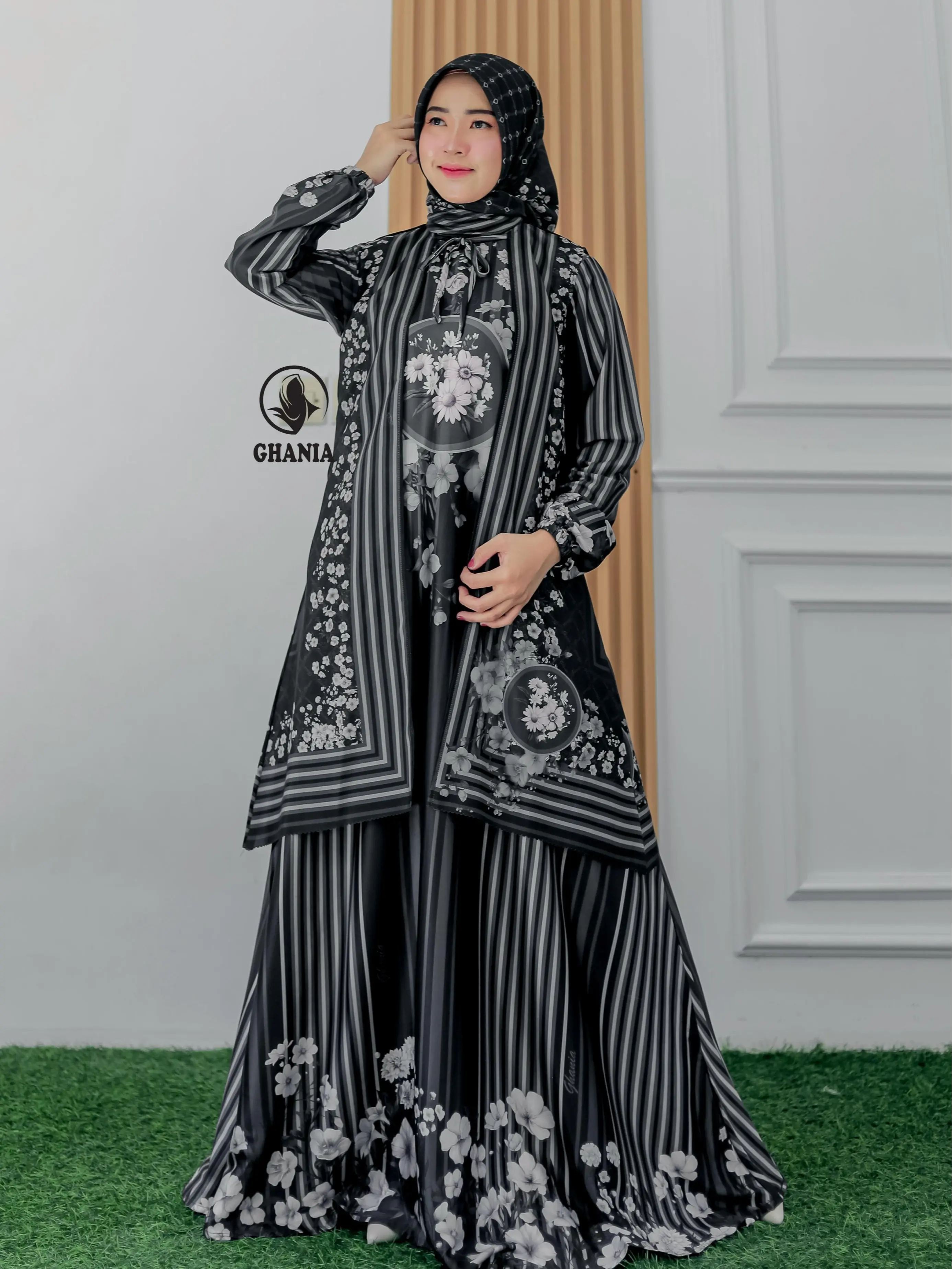 GHANIA DRESS  RAYYA KASHAFA SILVER & BLACK NEW SERIES ARMANY SILK
