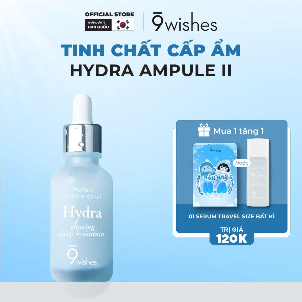 [Qùa tặng 1 tinh chất 8ml hoặc 1 blindbox] Tinh chất dưỡng ẩm 9Wishes Hydra Skin Ampule II 30ml