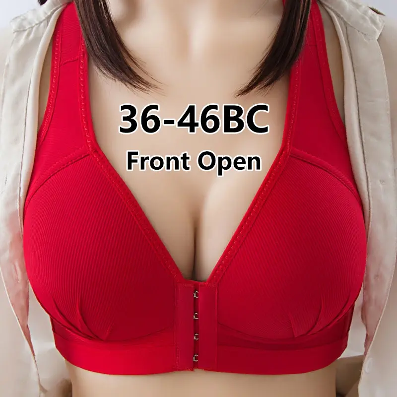 Áo Ngực Đẩy Lên Cho Nữ, Đồ Lót Cotton Có Khóa Trước, Ngoại Cỡ