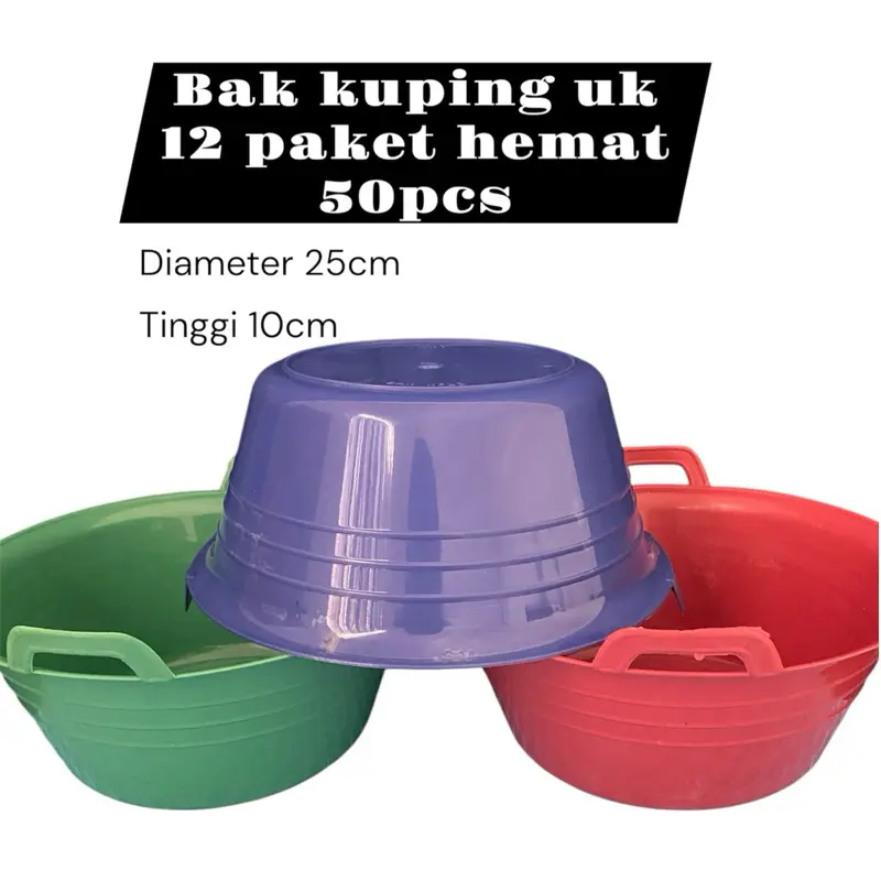 PAKET HEMAT  KUPING UK 12 1 PAKET ISI 50 PCS /  HAJATAN /  BERKATAN /  PLASTIK MURAH bak bak    multi plastik pink hijau bak cuci & bak cuci kaki