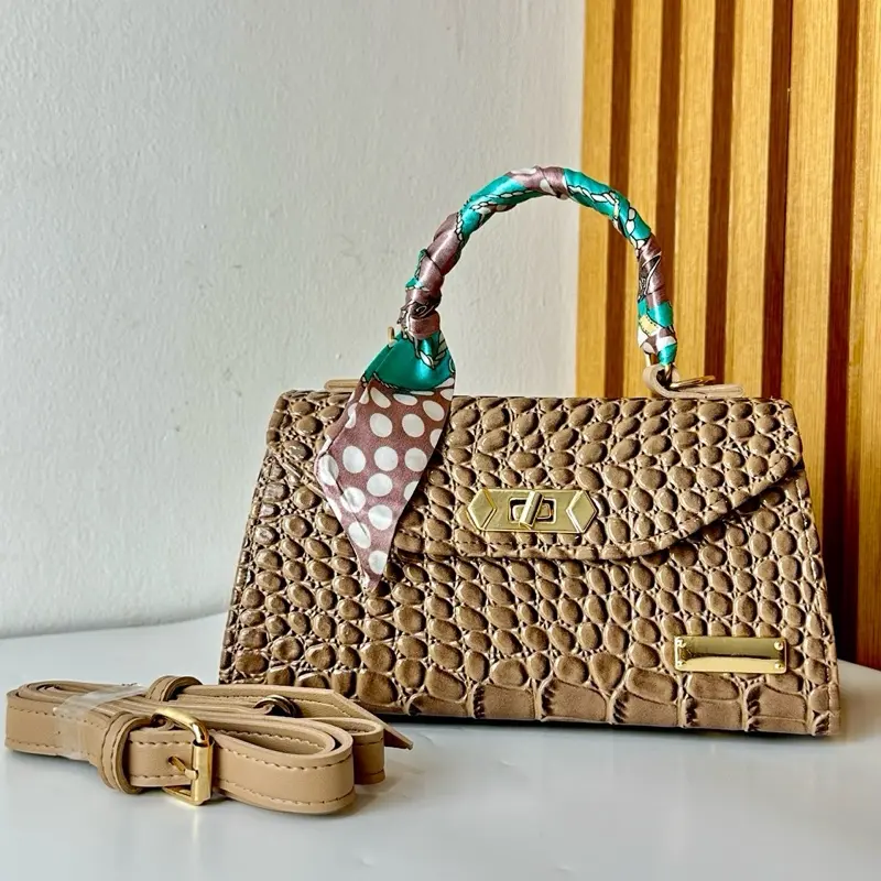 Handbag Mona by Nasta tas selempang bahan croco kombinasi kulit untuk wanita bisa untuk tas pesta atau kondangan free syal 3