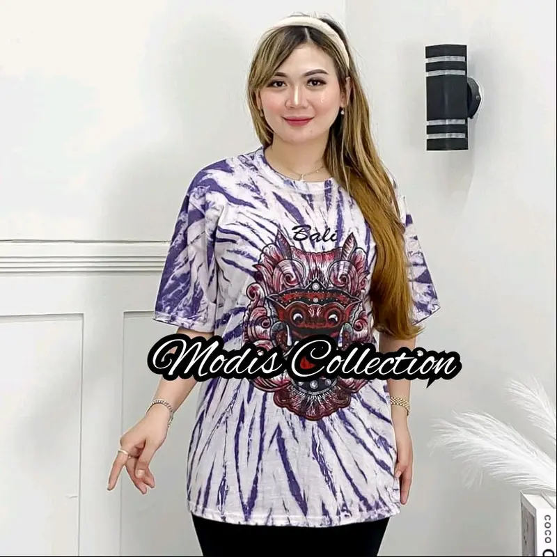 Atasan Kaos Barong Bali Putih Terbaru Baju Santai Nyaman Casual Wanita Cewek Cowok Lengan Pendek Motif Polos Kombinasi Salur Garis Tie Dye Cantik Variasi Warna Warni Bahan Tebal Katun Halus Adem Ukuran Remaja Dewasa Panjang Baju Sedang Kerah Leher Bulat 4