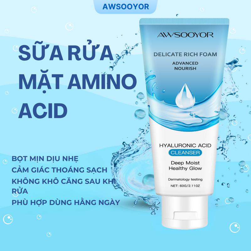  AWSOOYOR Sữa Rửa Mặt Amino Acid – Làm sạch dịu nhẹ bọt mịn phù hợp cho mọi loại da  60ml  