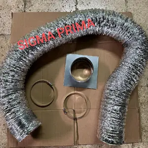 Paket pipa exhaust 16 inchi / flexible ducting panjang 2 meter+sok lempeng,klem 2 pcs