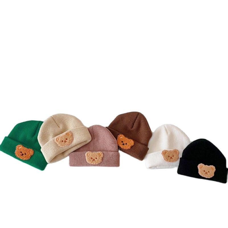 Mũ Len Hình Gấu Hoạt Hình Dễ Thương Cho Bé Mũ Dệt Kim Mềm Mại Và Ấm Áp Cho Trẻ Sơ Sinh Và Trẻ Mới Biết Đi Màu Trơn Cho Mùa Thu Và Mùa Đông