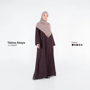 Tabina Abaya | Dress Simple Variasi Salur dengan Zipper Besi YKK by Jamise