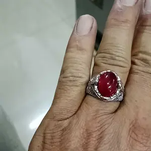 Ruby Artifisial Punk Vintage Pria Perak  Hitam Perak yang Dipersonalisasi Pesona Totem  Hitam Aksesori  Pesta Hip Hop yang Elegan    elang cincin mata cincin cincin  titanium