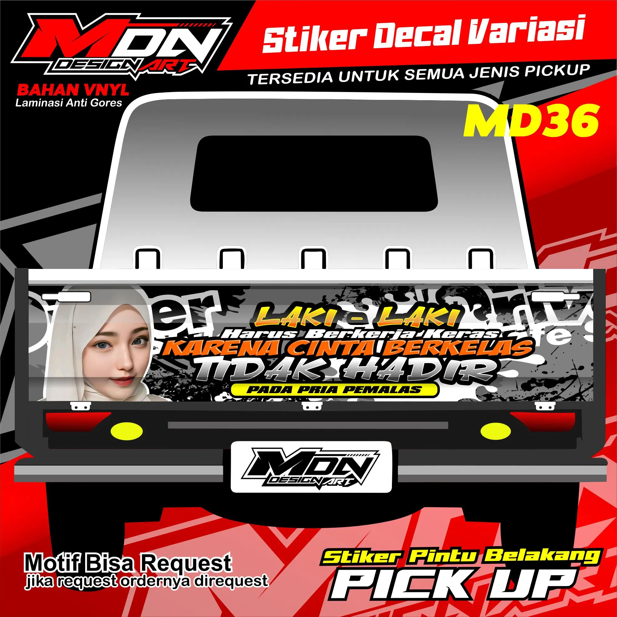 Stiker Pintu Belakang  All Pick Up L300, Futura, Granmax, New Carry, Traga, Bisa Request