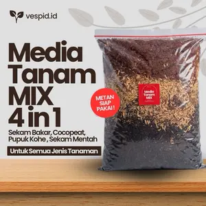 Media Tanam Siap Pakai | Media tanam Mix 4 in 1 | Media Tanam mix Organik | cocopeat, sekam bakar, tanah humus, sekam mentah fermentasi