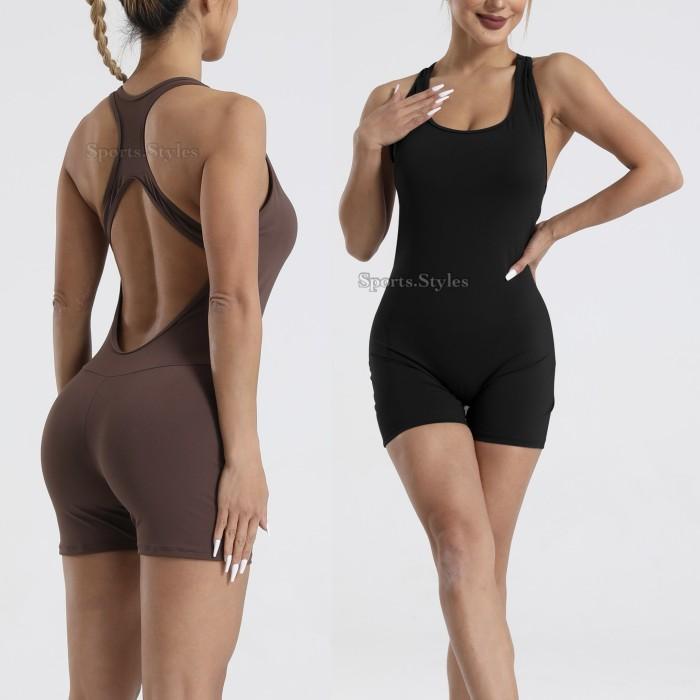 sportsstyles Jumpsuit wanita GL23003 olahraga gym fitnes - Navy, S 3