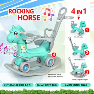Mainan Anak 4 in 1 Rocking Horse Unicorn Dorongan & Jungkat Jungkit Serbaguna HDPE Premium 001-M1006