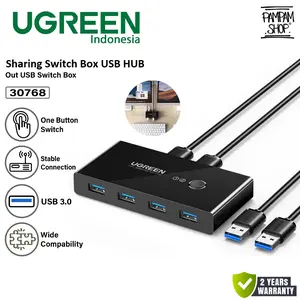 UGREEN 30768 Sharing Switch Box 2 In 4 Out Port USB 3.0 For PC Speed 5Gbps Share