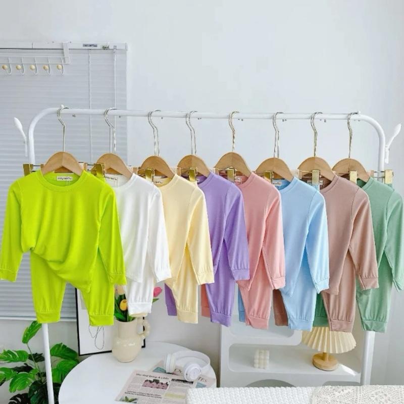   A09  COMBO 4 Bộ Thun Lạnh   Áo Dài Quần Dài  Cho Bé Trai Bé Gái 6-17kg Basic Mềm Mịn Mát Thấm Hút Mồ Hôi 