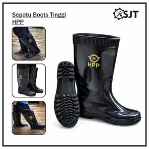 SJT - Sepatu Pria Hitam Karet Tinggi 38 cm HPP / Shoes Boots Kerja ringan